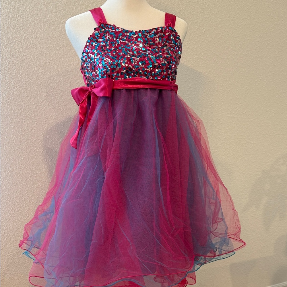 Justice Sparkling Pink and Blue Formal Dress